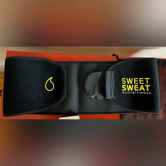 Sweet Sweat Waist Trimmer in Black/Orange Theory Heart Monitor/two tape/body NEW - Picture 15 of 16
